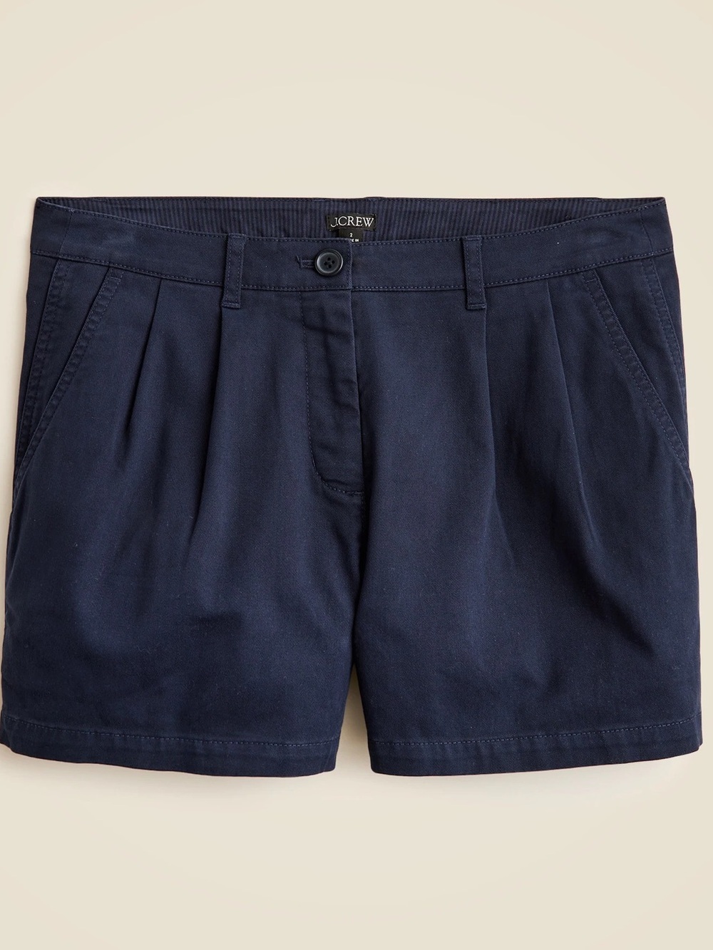 J. Crew Heritage Pleated Cotton Chino Shorts 3” Navy Size 8 NWT
